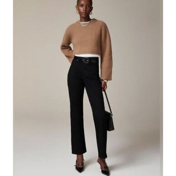 J. Crew Petite high-rise straight jean in 1996 semi-stretch in black Size 29 - Picture 1 of 5